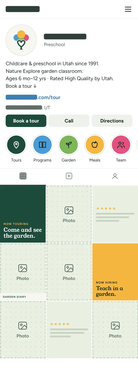 The Instagram profile in the new brand, name hidden